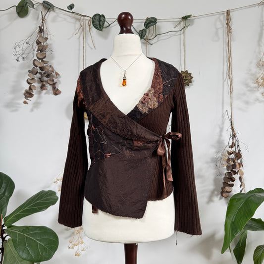 Brown wrap top - size M