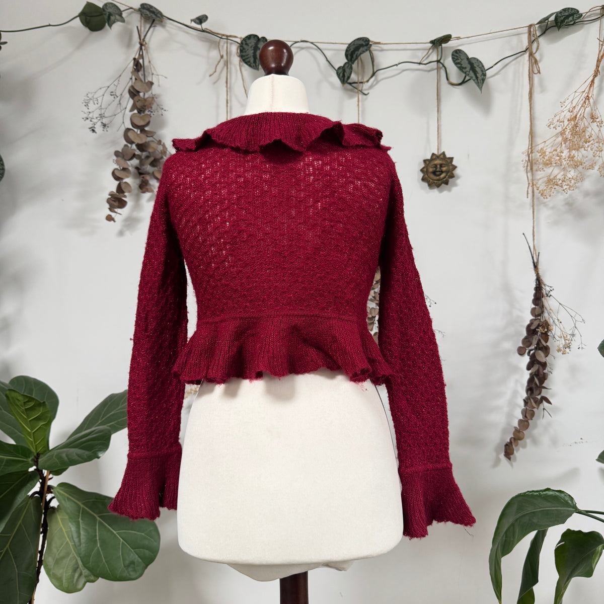 Red knit cardigan - size M