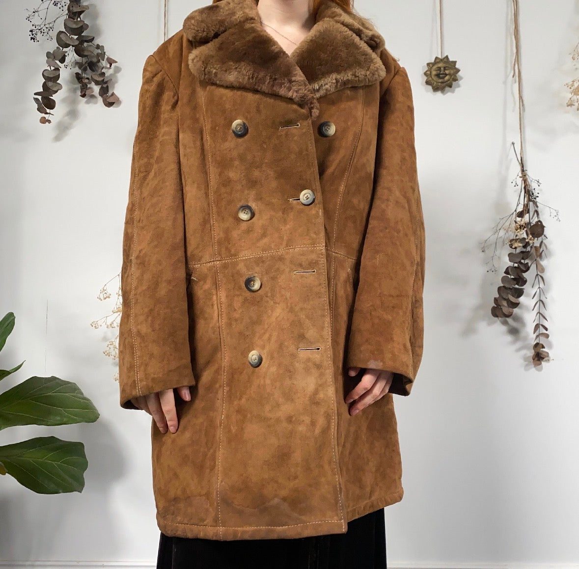 Camel sheepskin coat - size XL