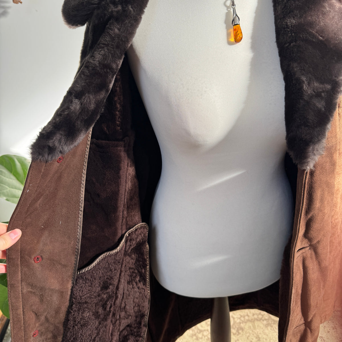 Brown sheepskin coat - size XL