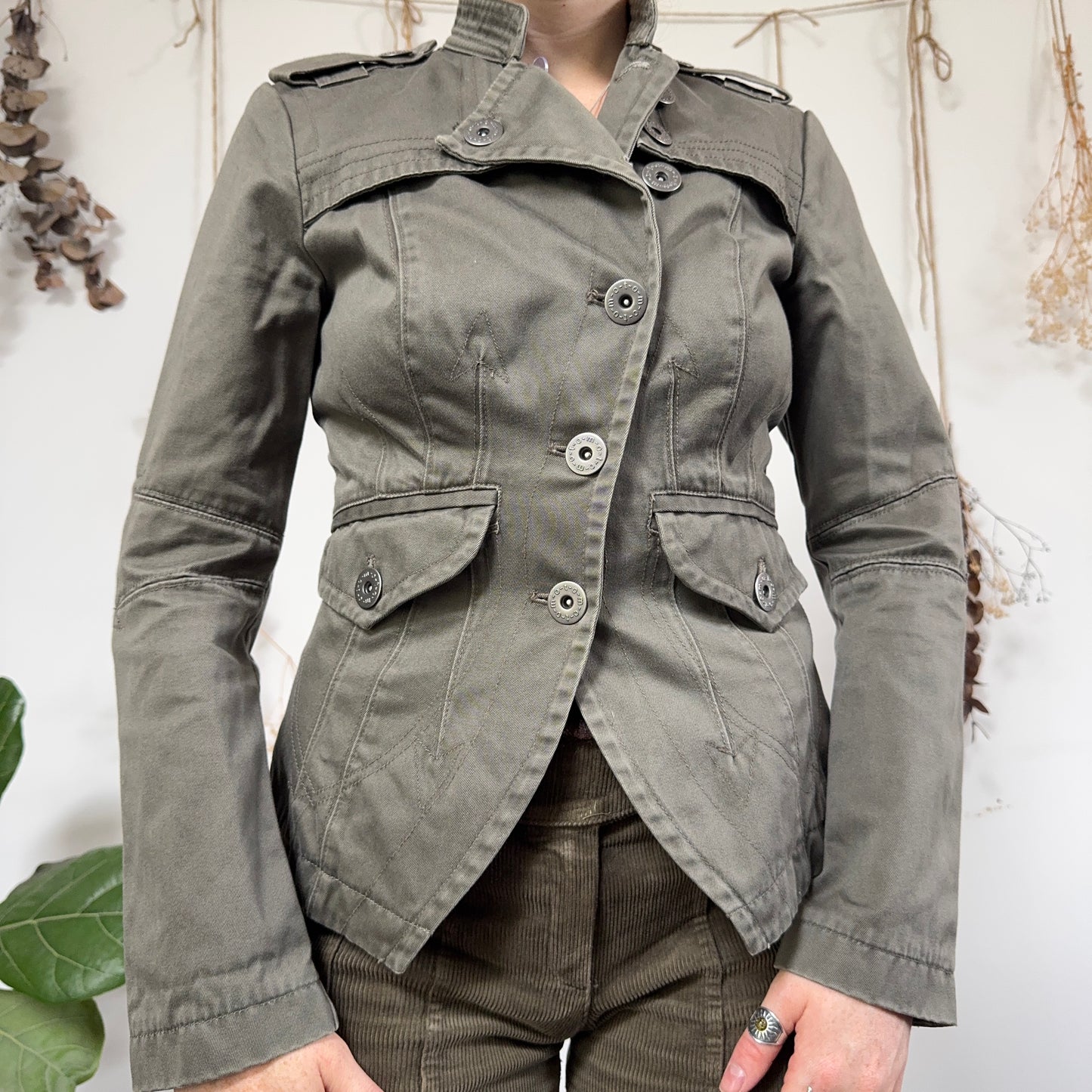 Khaki asymmetric jacket - size S
