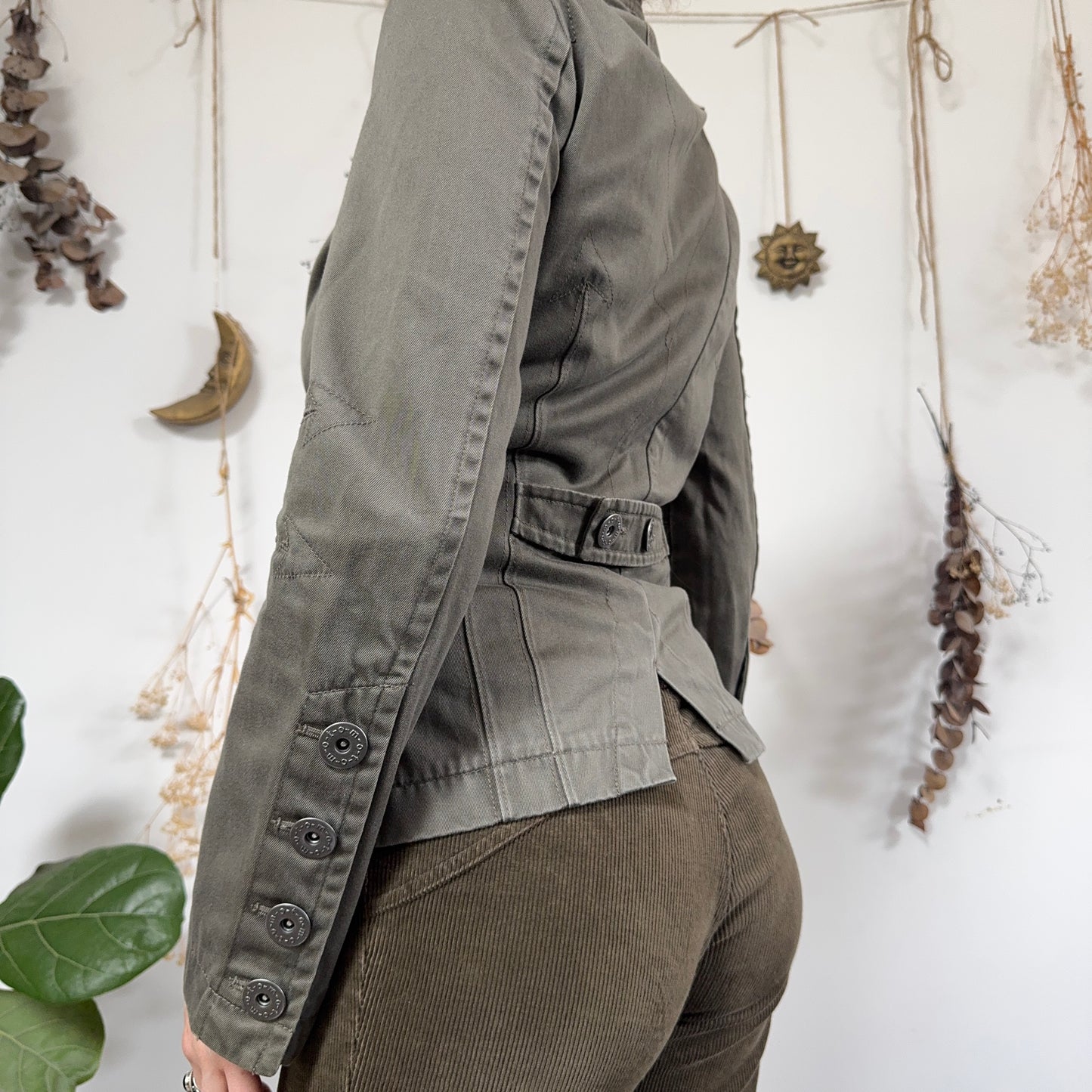 Khaki asymmetric jacket - size S