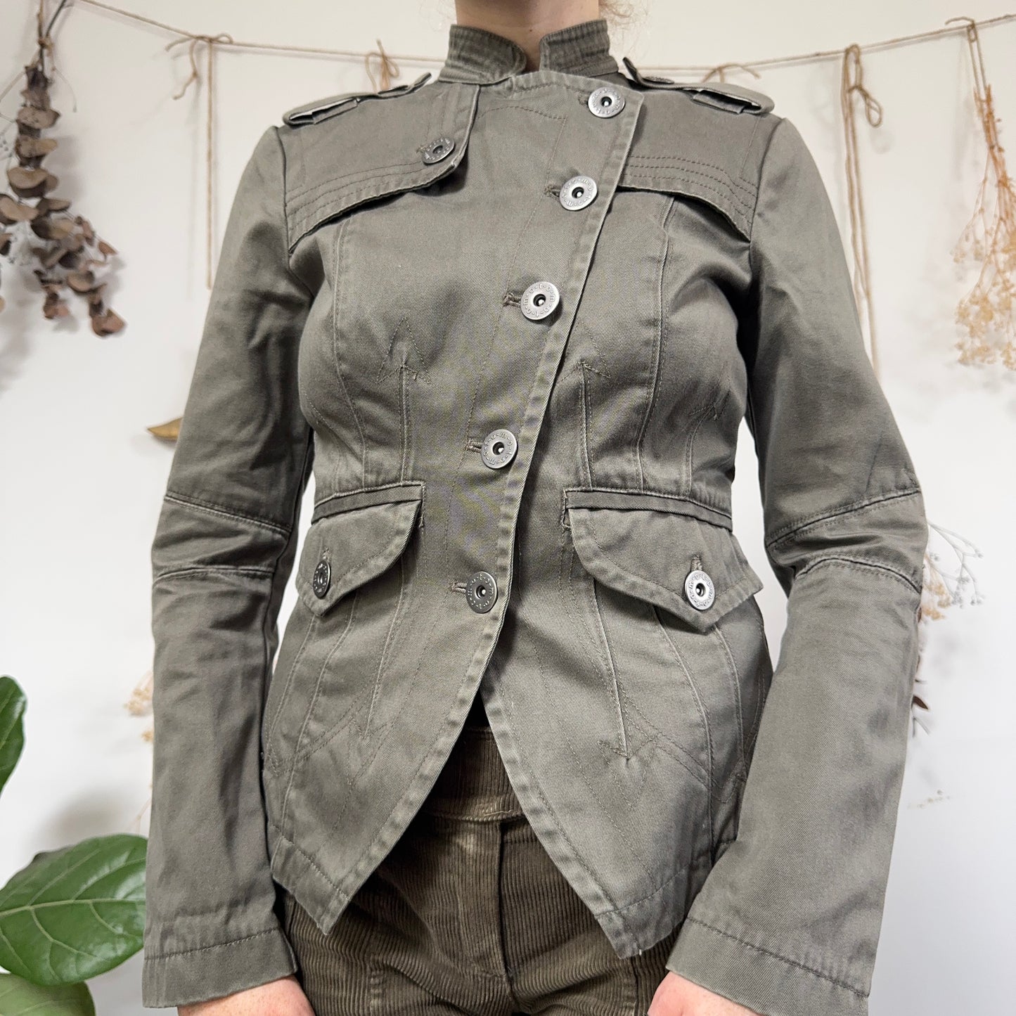 Khaki asymmetric jacket - size S