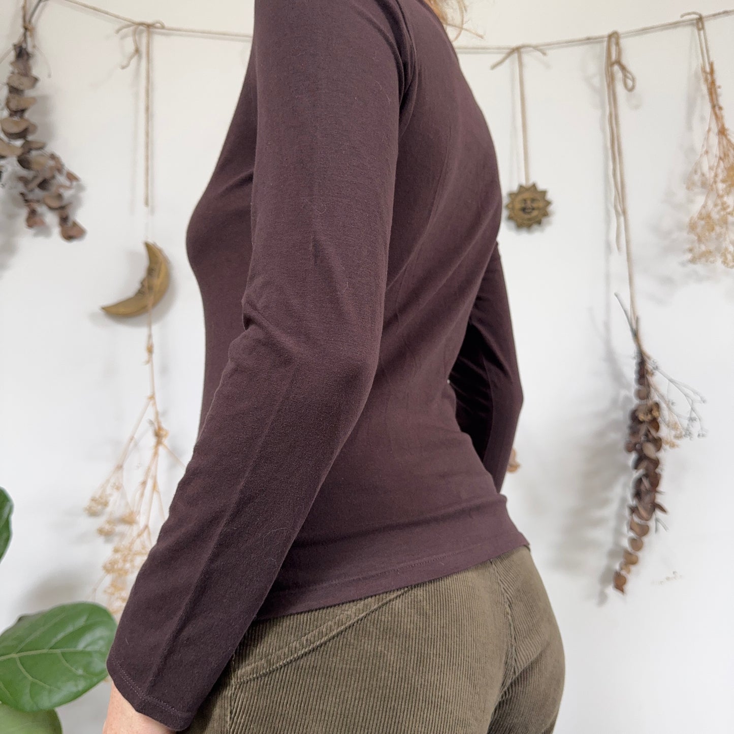 Brown long sleeve top - size M