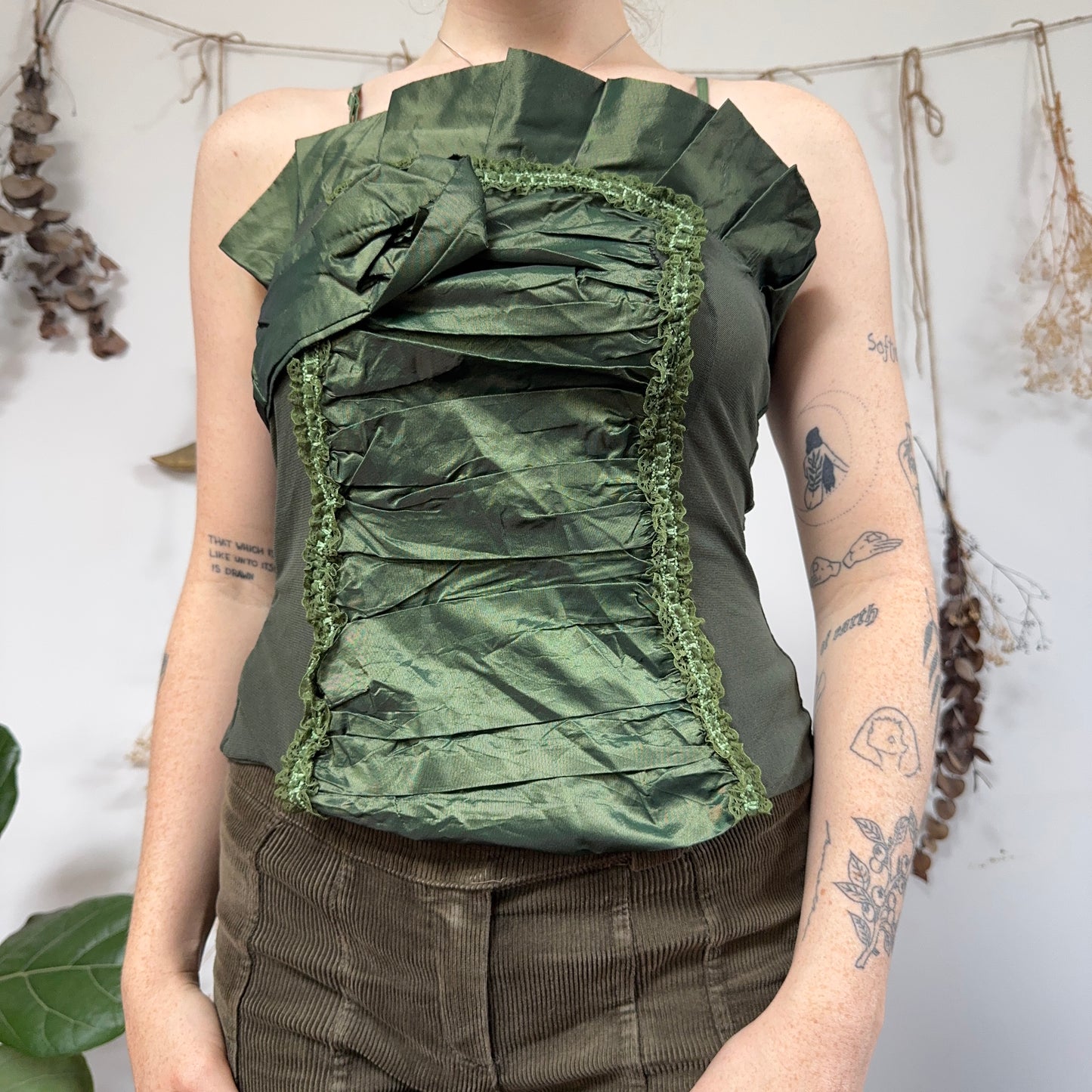 Green ruffle cami - size S
