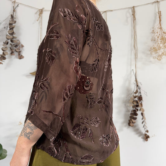 Brown velvet blouse - size M