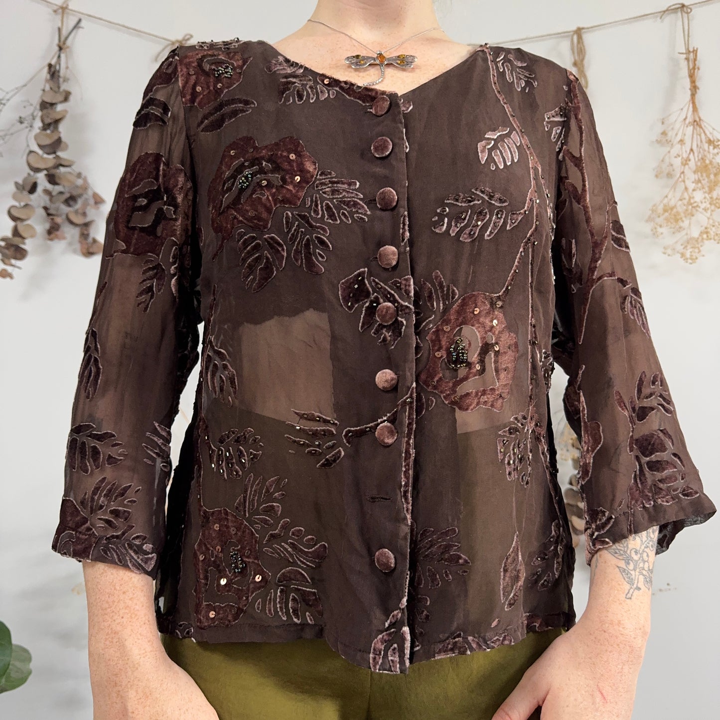 Brown velvet blouse - size M