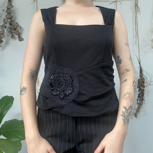 Black beaded top - size M
