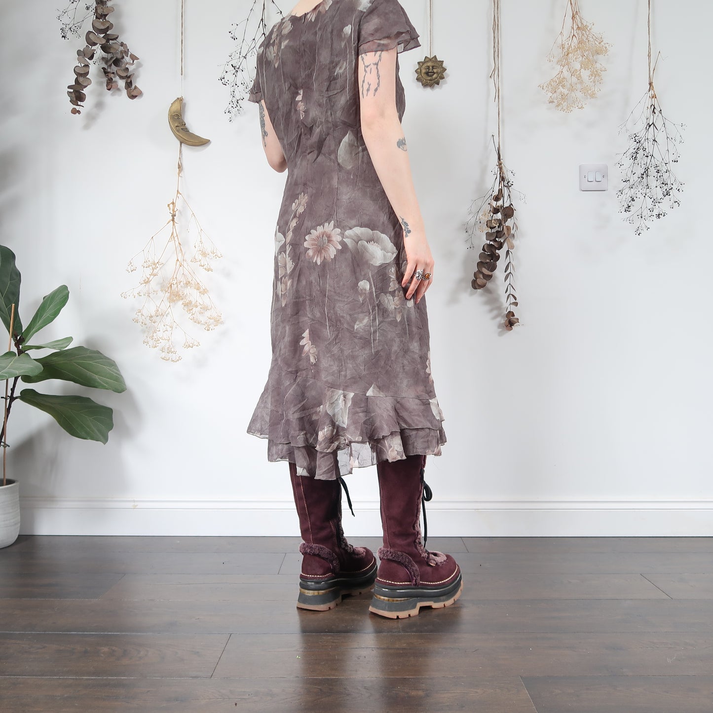 Green floral dress - size L