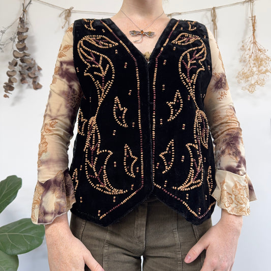 Velvet beaded waistcoat - size L