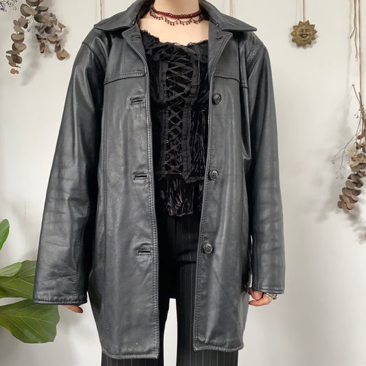 Black leather jacket - size XL