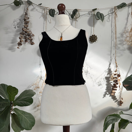 Black velvet corset top - size S