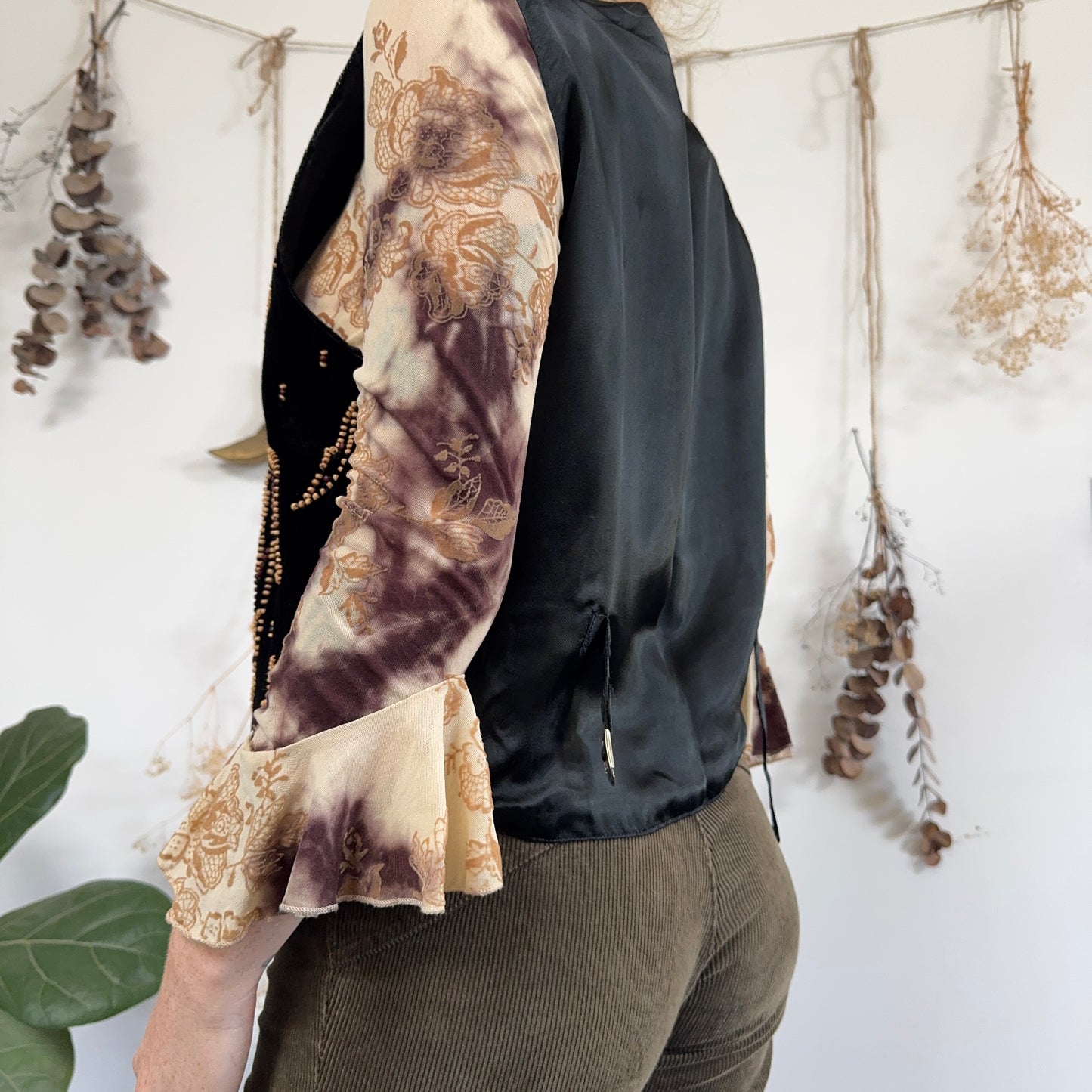Velvet beaded waistcoat - size L