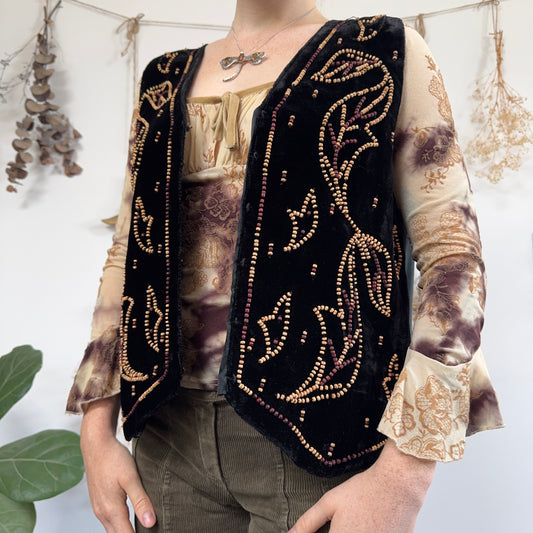 Velvet beaded waistcoat - size L