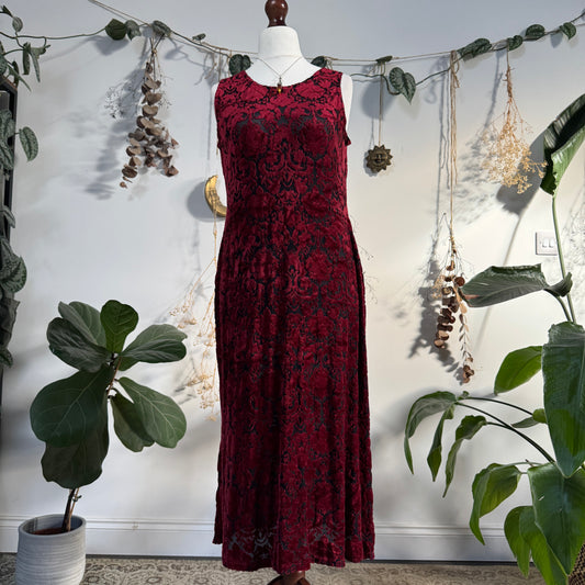 Wine red velvet dress - size L