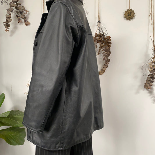 Black leather jacket - size XL