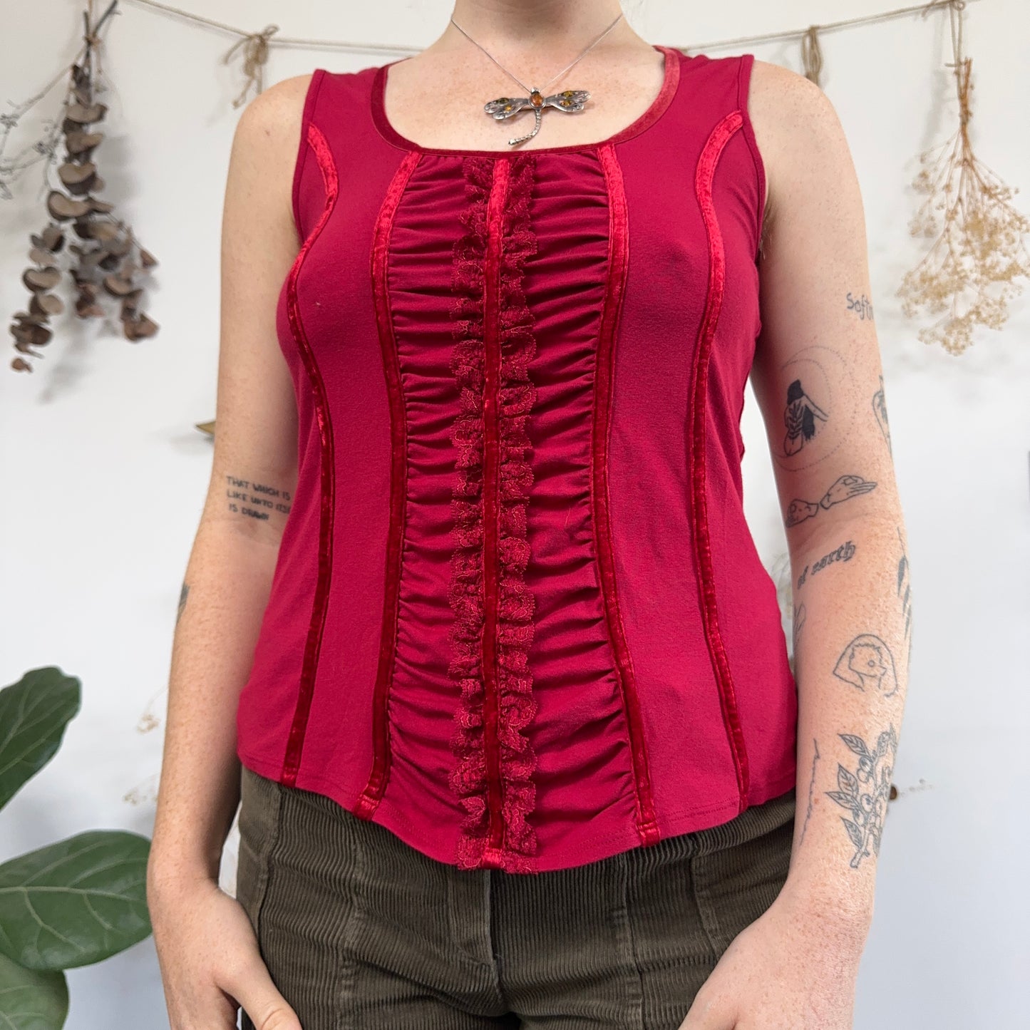 Red ruched top - size M/L