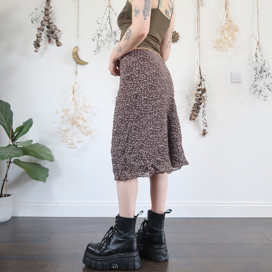 Brown floral skirit - size L
