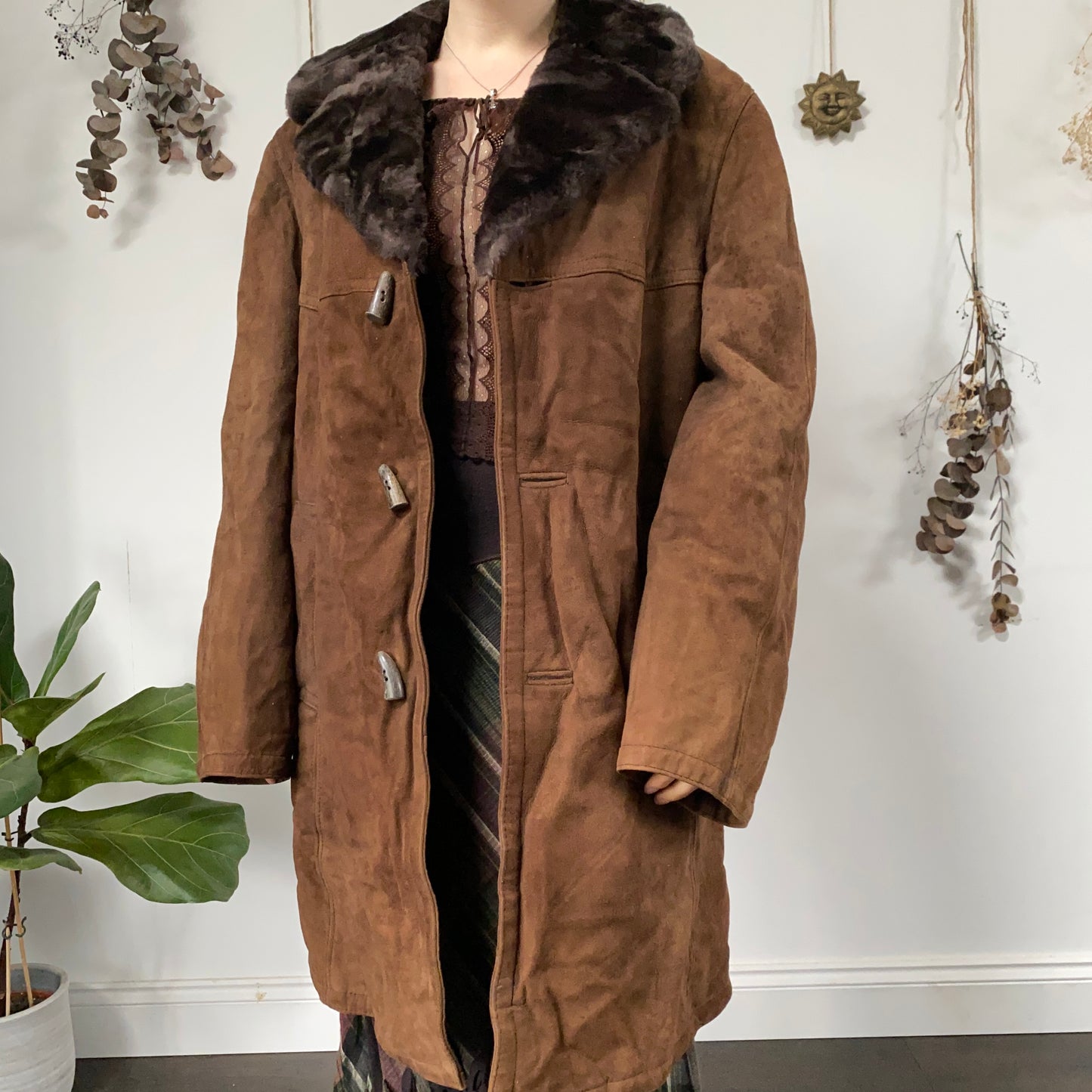 Brown sheepskin coat - size XL