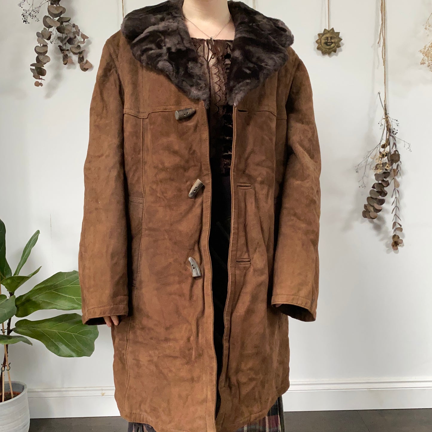 Brown sheepskin coat - size XL