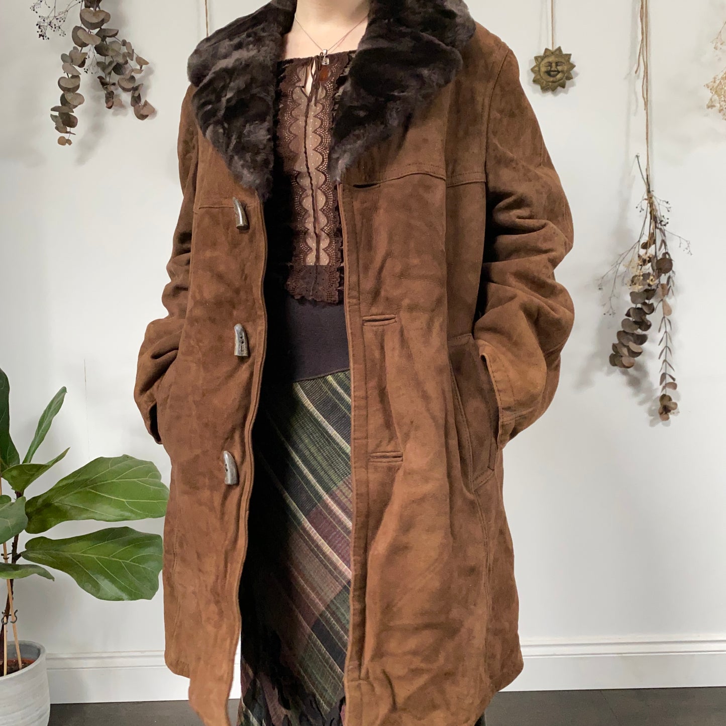 Brown sheepskin coat - size XL