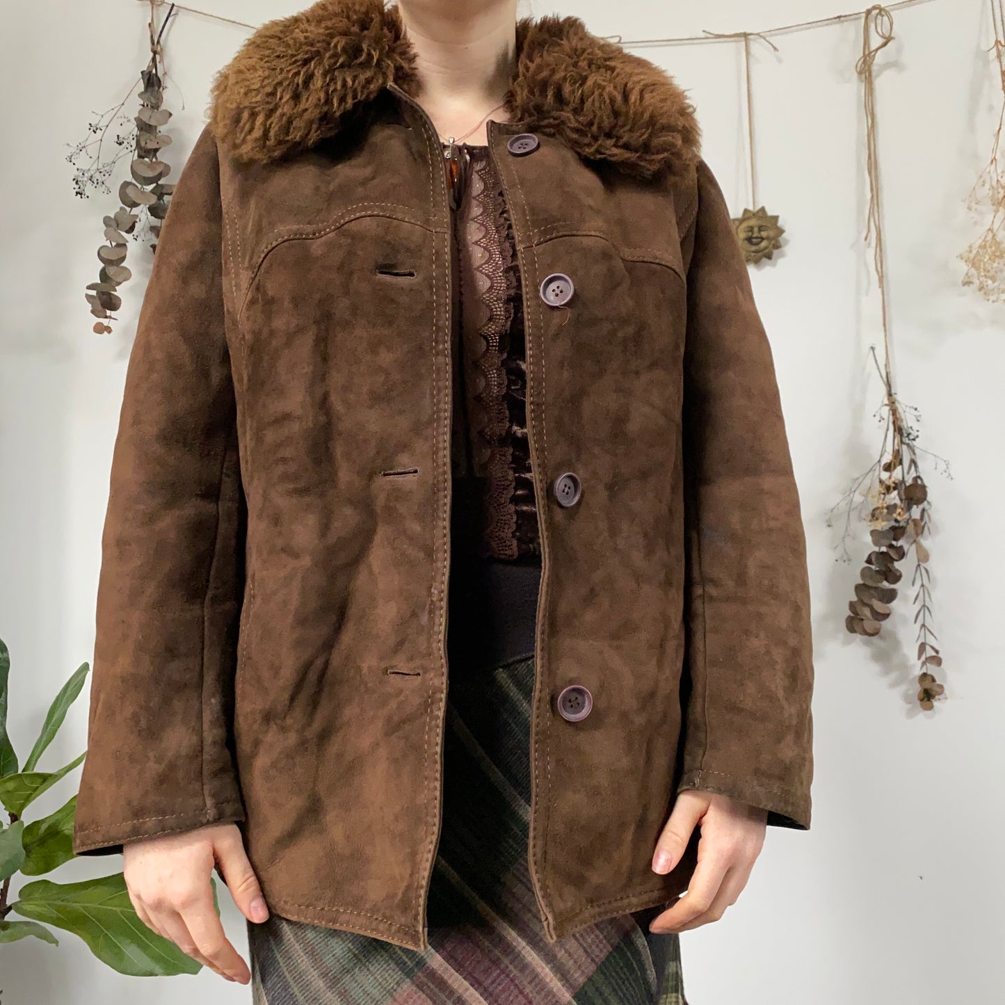 Brown sheepskin coat - size M