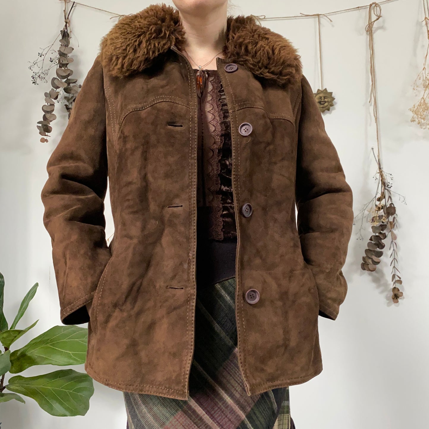 Brown sheepskin coat - size M