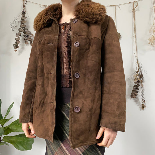 Brown sheepskin coat - size M