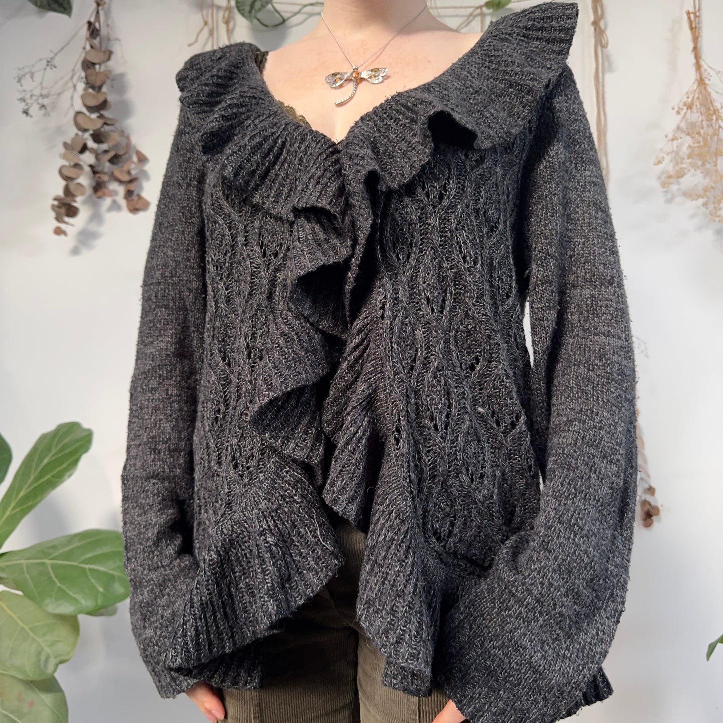 Grey knit cardigan - size L