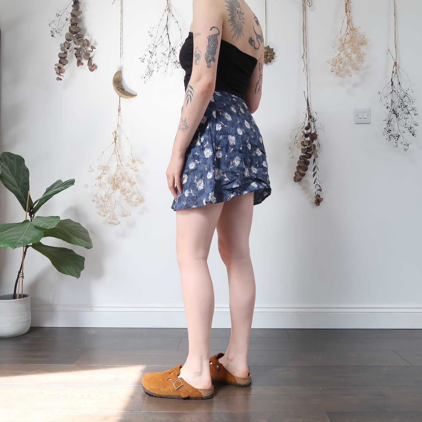Blue floral wrap skirt - size S