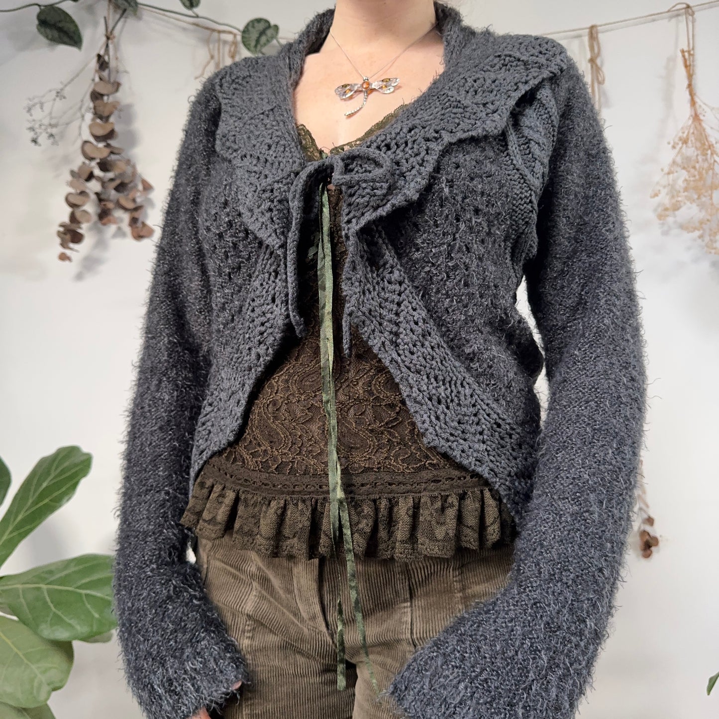 Grey knit cardigan - size L
