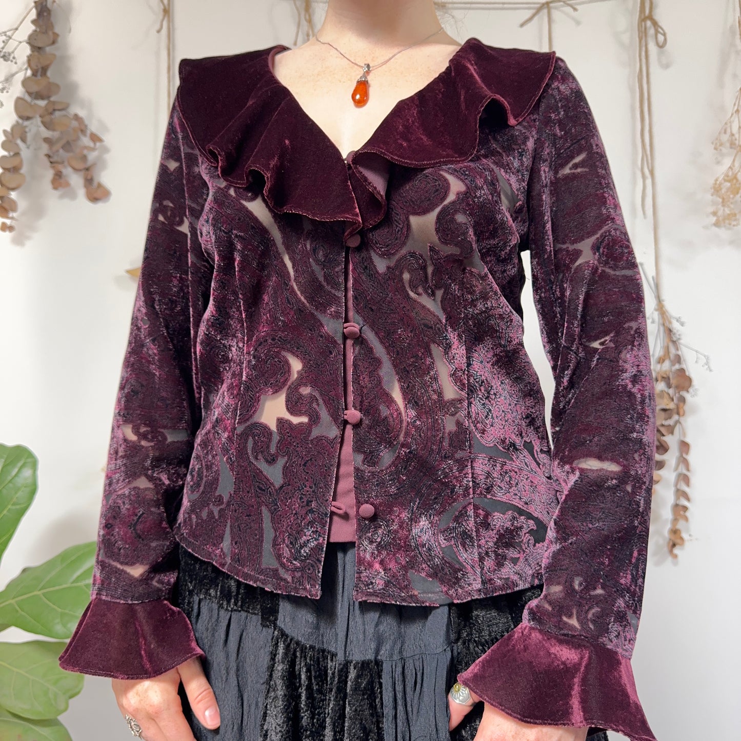 Velvet paisley blouse - size M