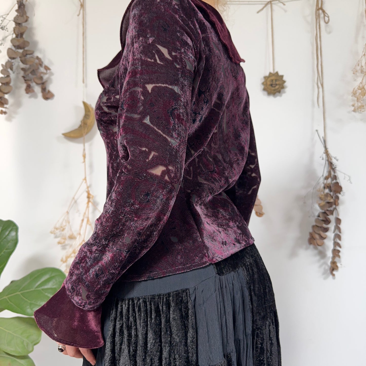 Velvet paisley blouse - size M