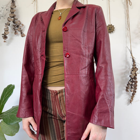 Red leather jacket - size S/M