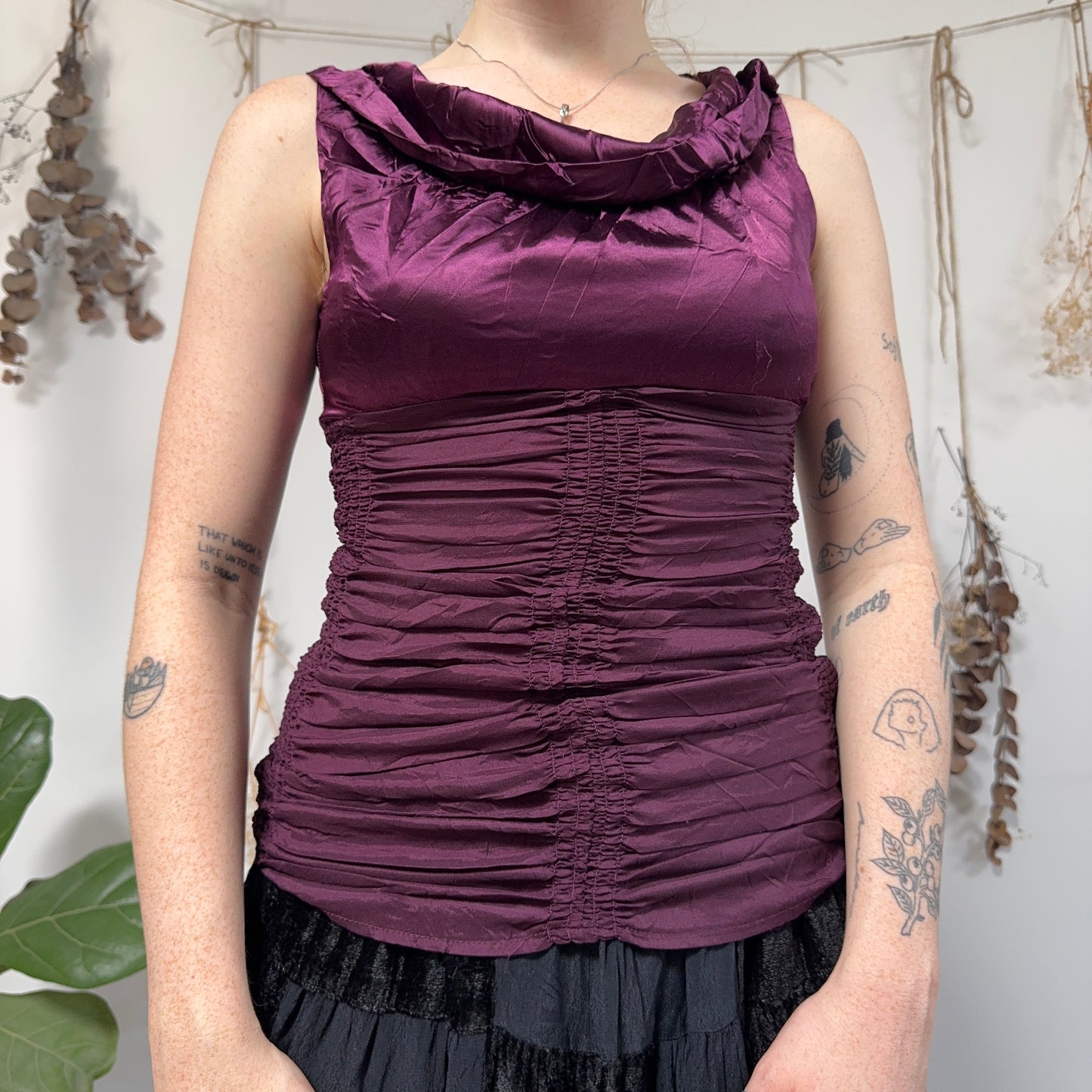 Purple ruched top - size XS/S
