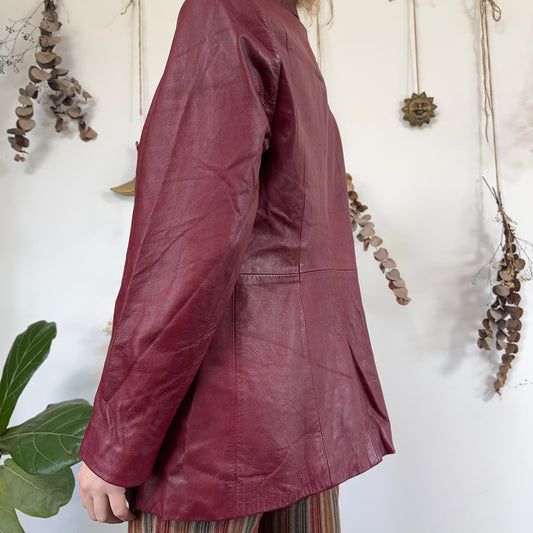 Red leather jacket - size S/M