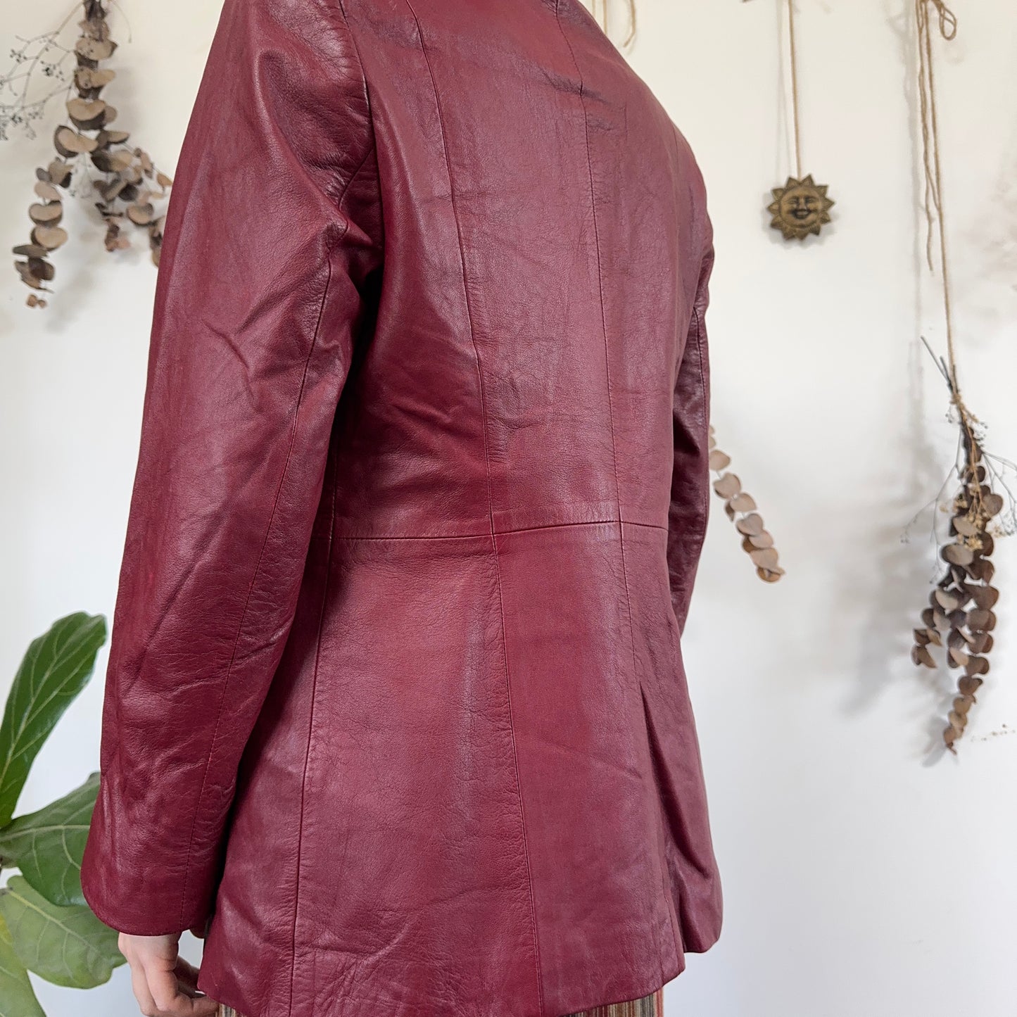 Red leather jacket - size S/M