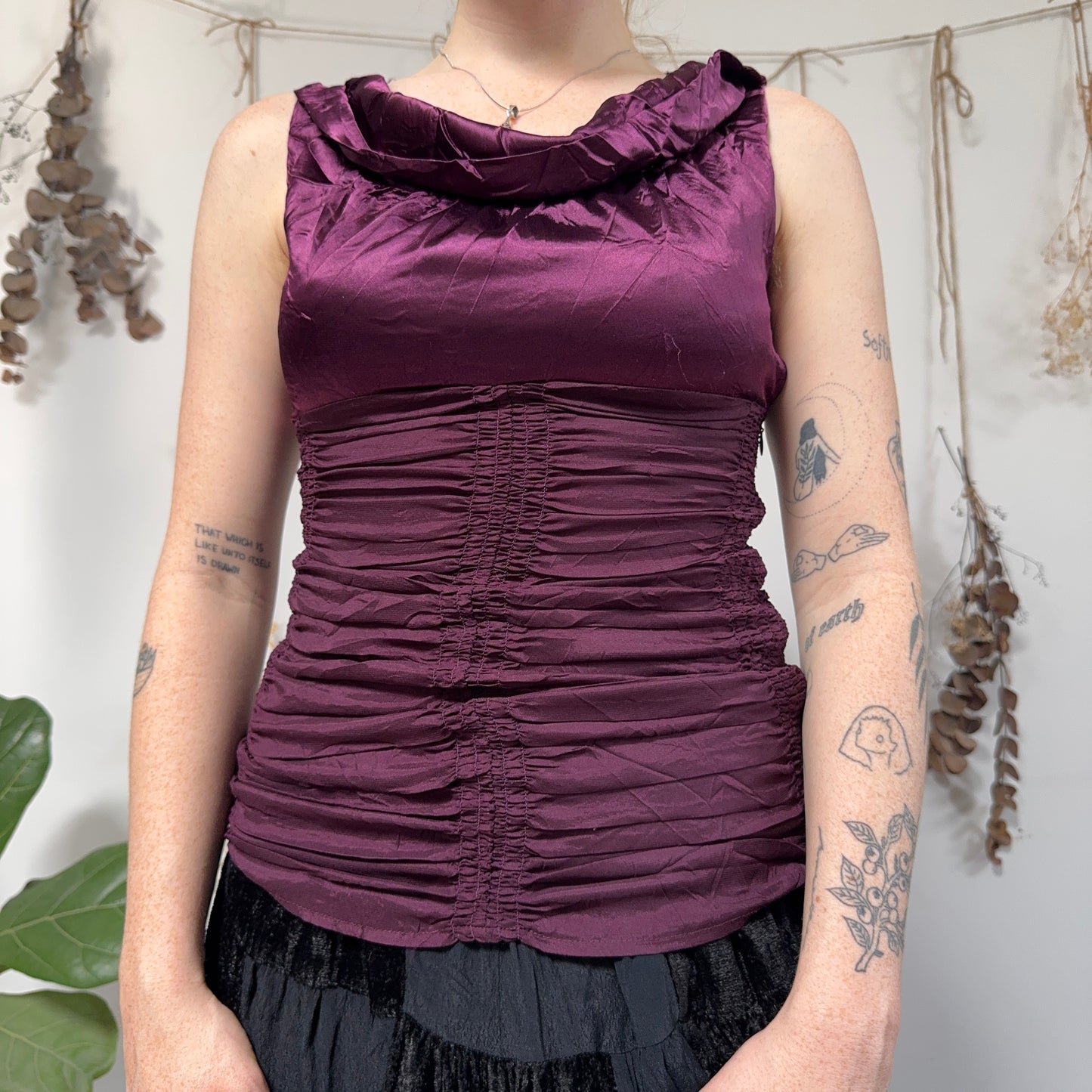 Purple ruched top - size XS/S