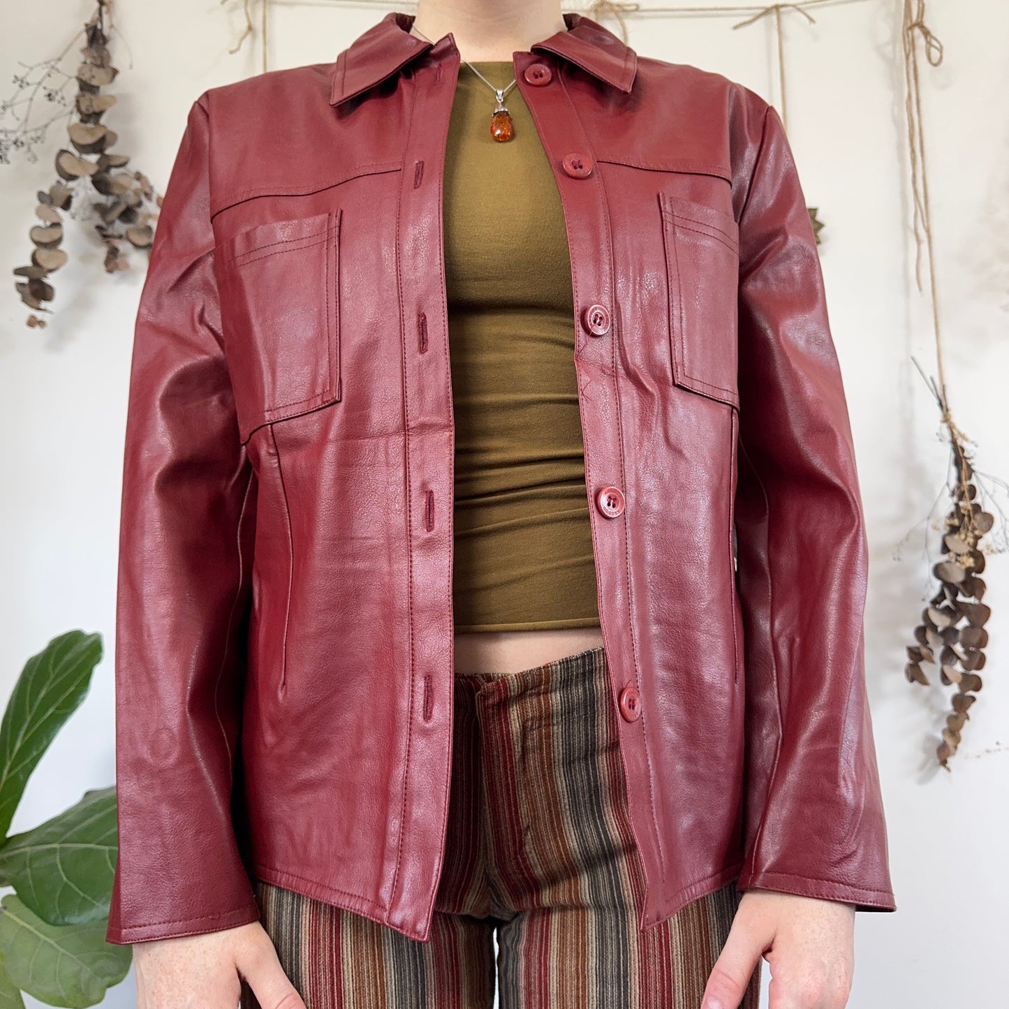 Red leather jacket - size M