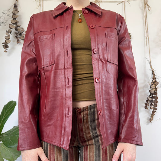 Red leather jacket - size M