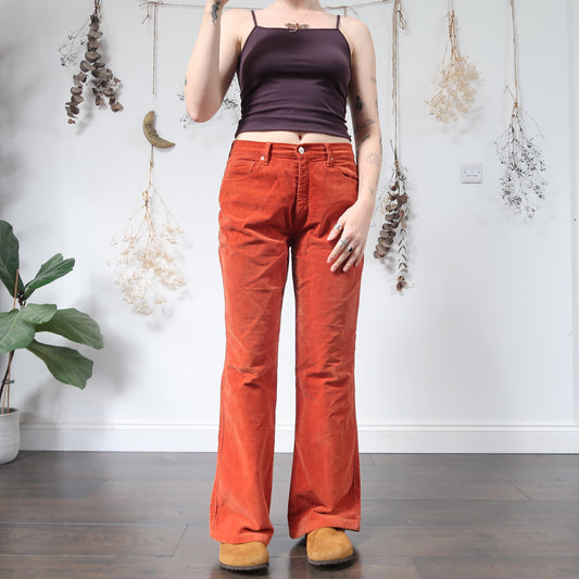 Orange velvet trousers - size M/L