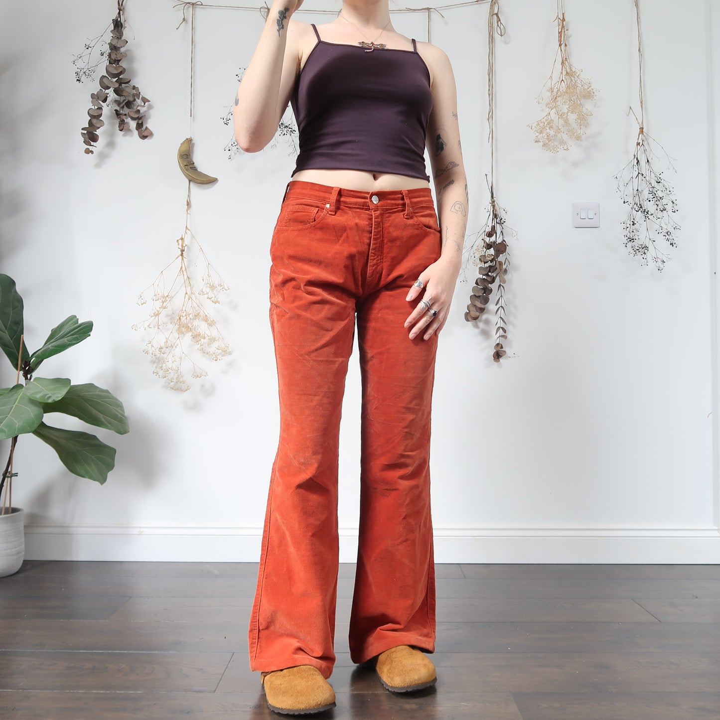 Orange velvet trousers - size M/L
