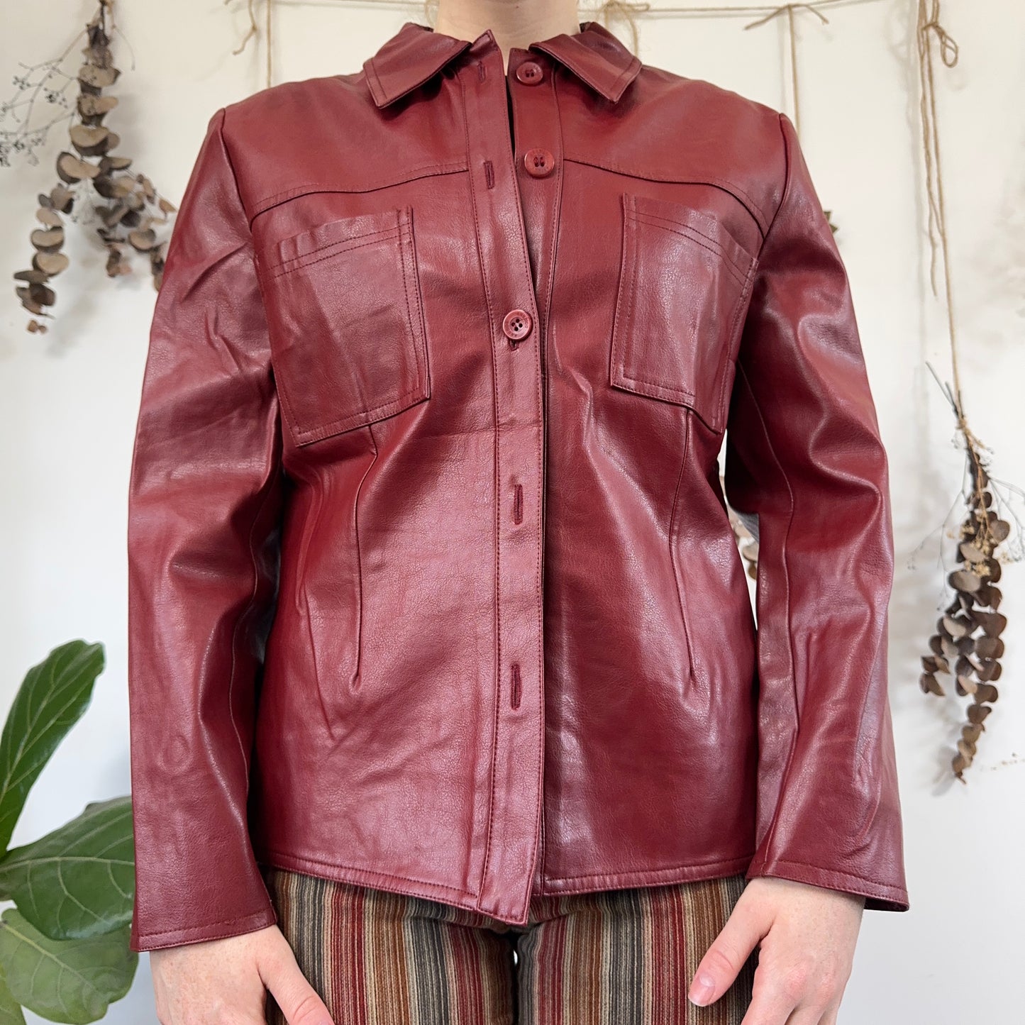 Red leather jacket - size M