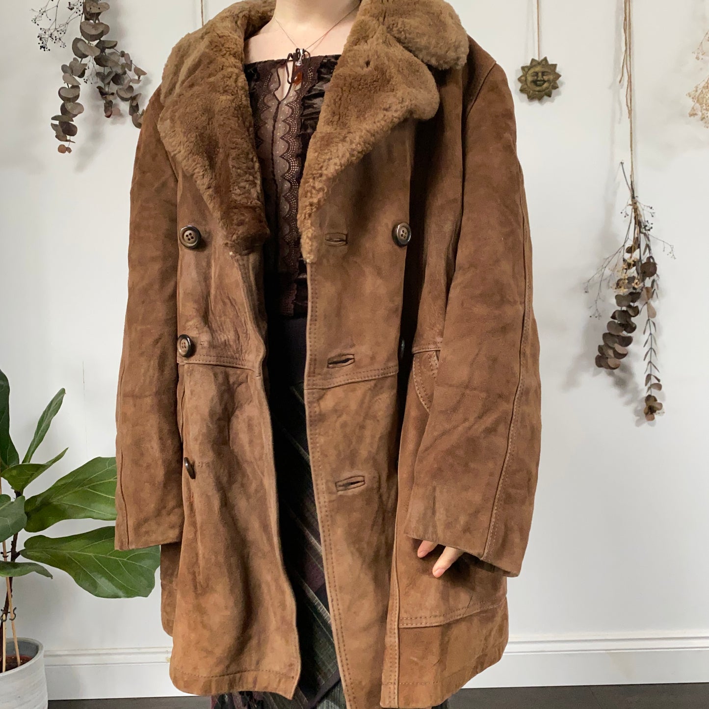 Brown sheepskin coat - size XL