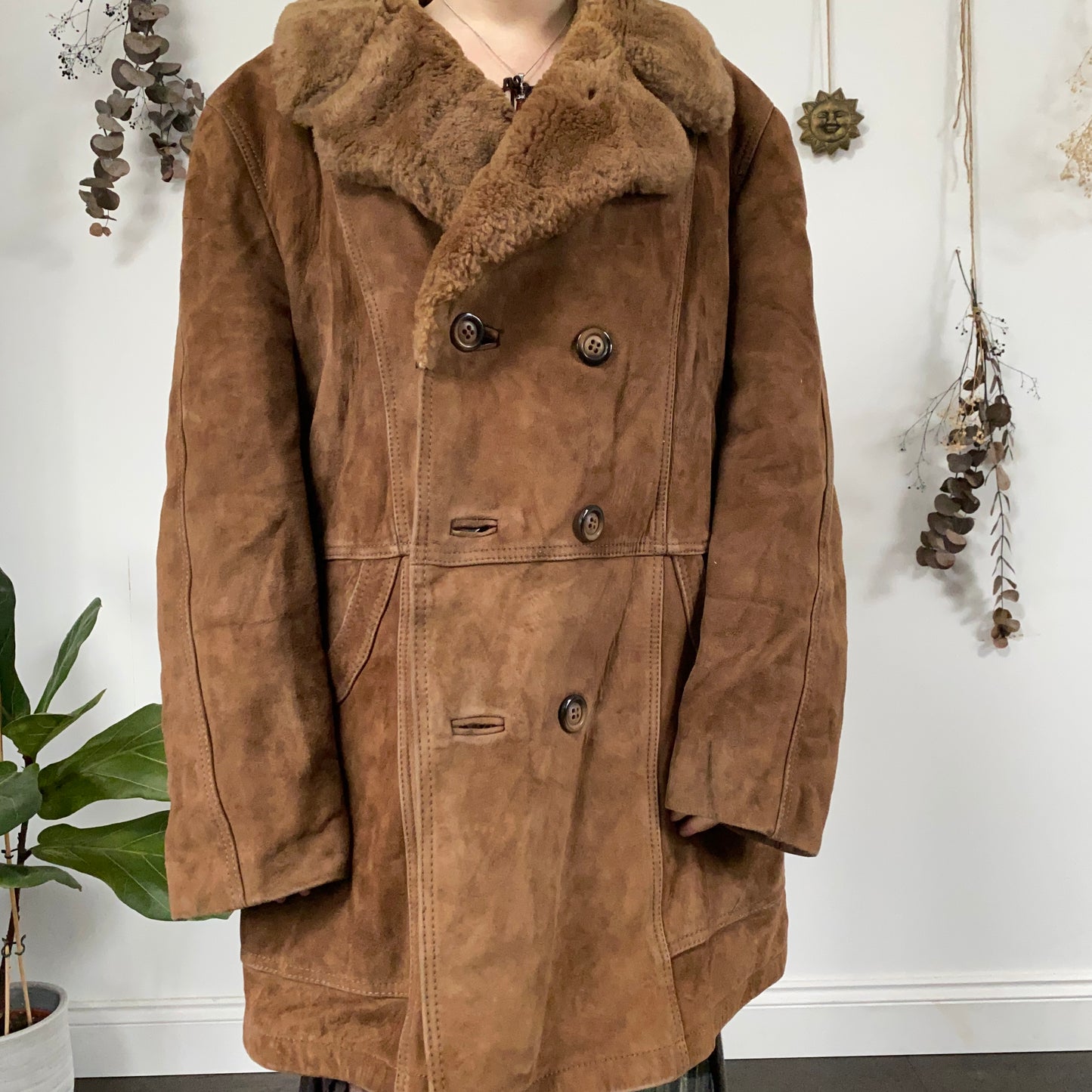 Brown sheepskin coat - size XL