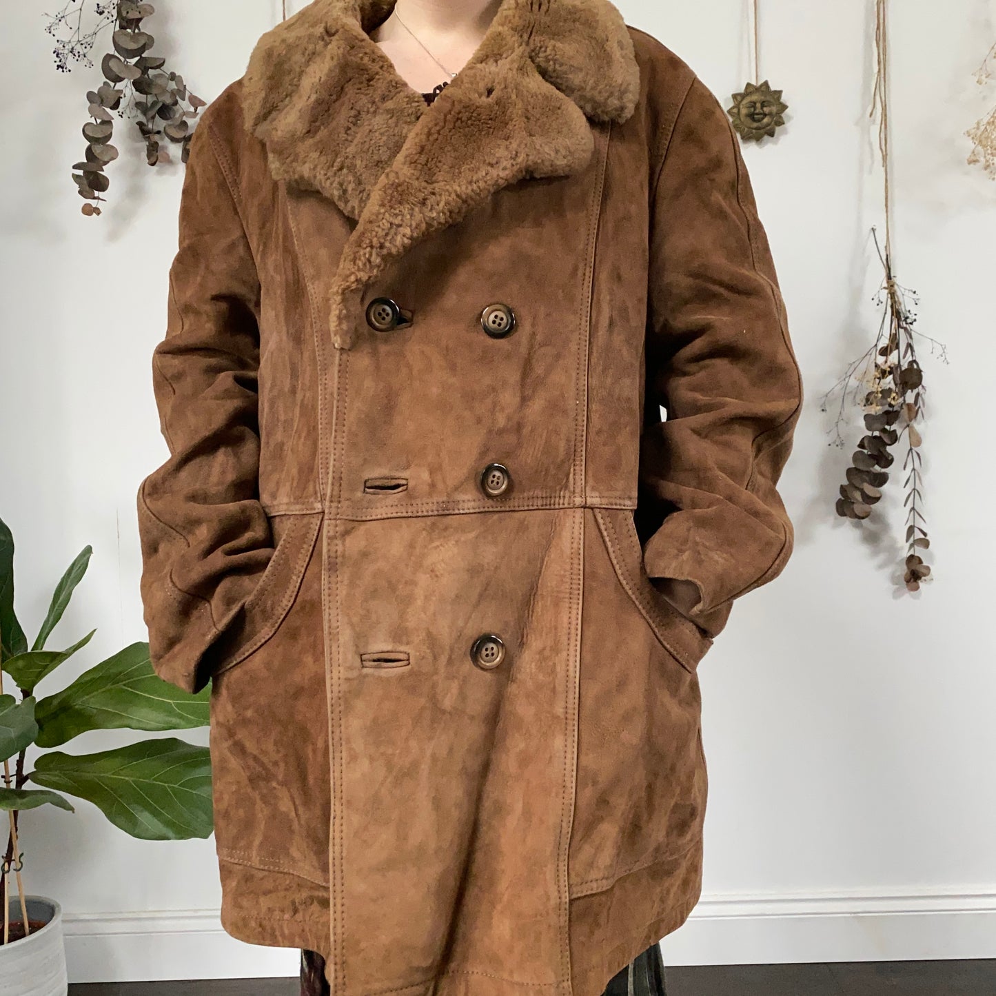 Brown sheepskin coat - size XL