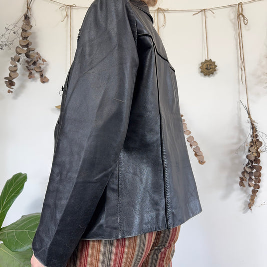 Black leather jacket - size M