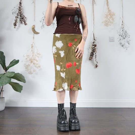 Olive floral skirt - size M/L