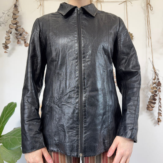 Black leather jacket - size M