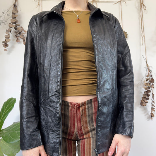 Black leather jacket - size M